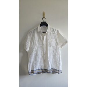 Murano Beaird McNutt Linen Shirt Mens‎ White Short Sleeve Button Up Summer Large